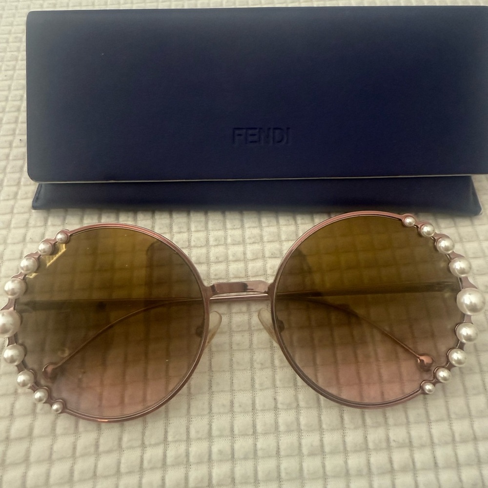 Fendi Pearl-Accented Sunglasses with Brown Lenses